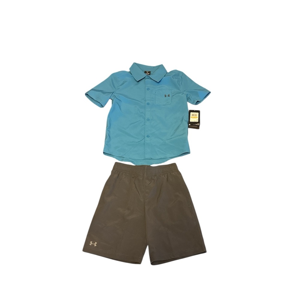 Under Armour Kids Light Blue Button Down Shirt with matching shorts